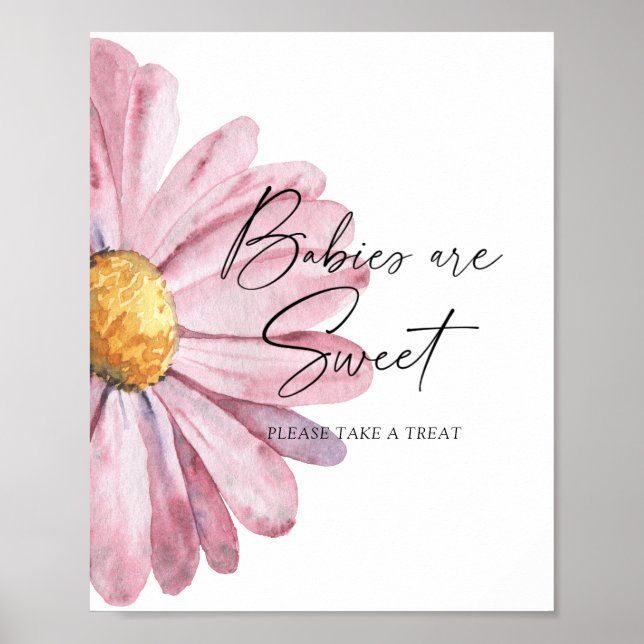 Aquarelle marguerite - les bébés sont une affiche  (Devant)