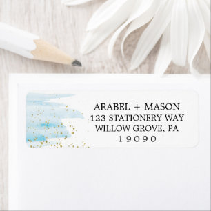 Aquarelle Mariage bleu et or
