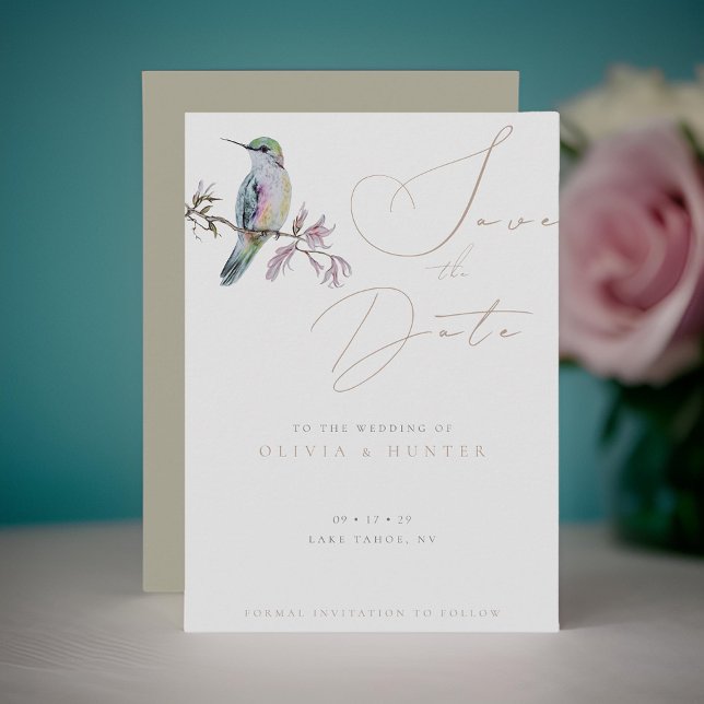 Aquarelle Mariage de colibri Enregistrer la carte  (Créateur téléchargé)