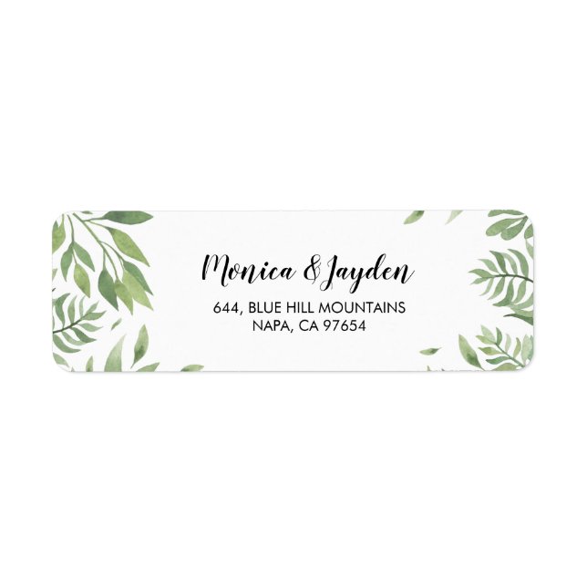 Aquarelle Mariage de verdure Adresse de retour Lab (Devant)