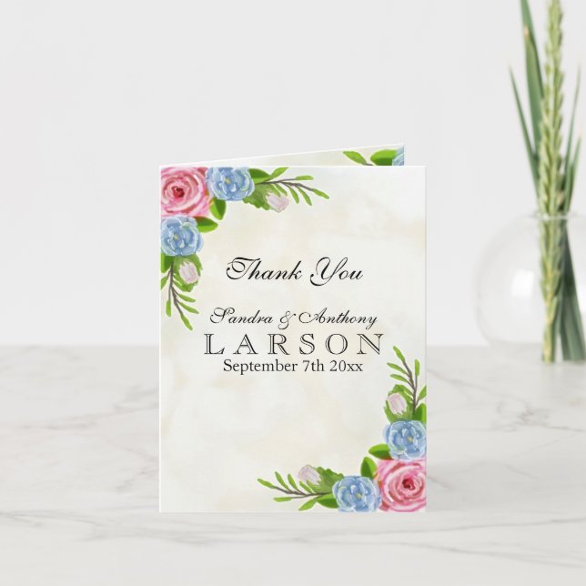 Aquarelle Mariage Floral Merci (Devant)