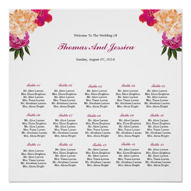 Aquarelle Mariage Floral Poster (Devant)