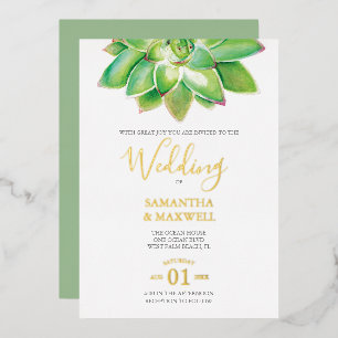 Aquarelle Mariage Gold Foil Invitation