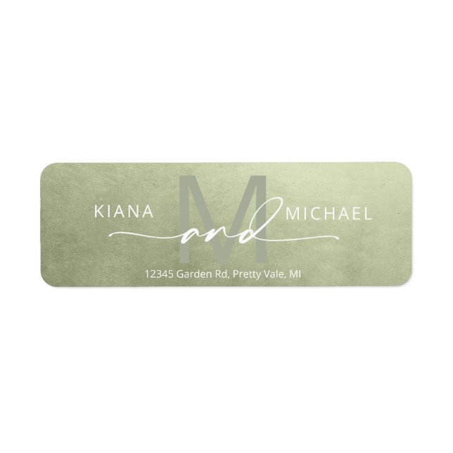 Aquarelle Mariage Monogramme Sage Green ID786 (Devant)