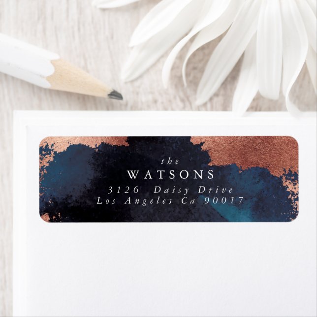 Aquarelle Marine Blue Moody Rose Mariage or (En situation)