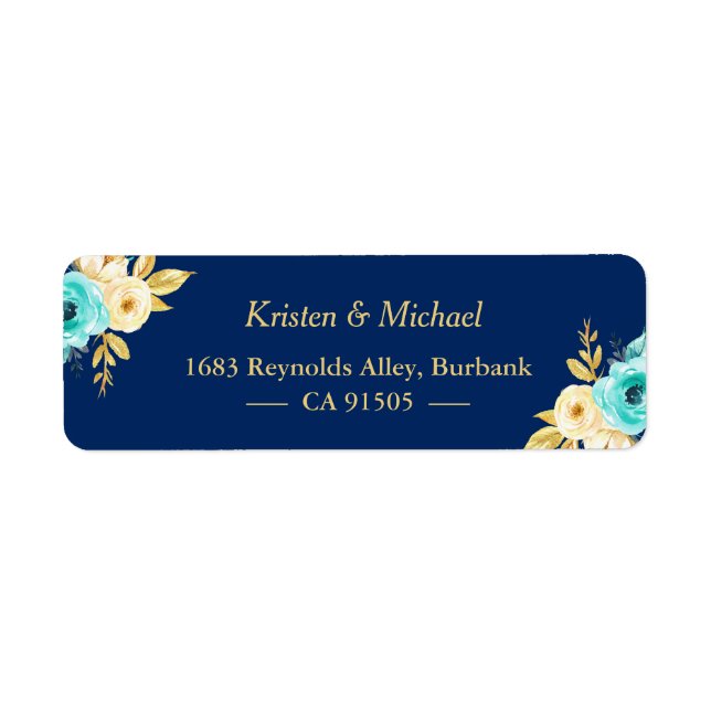 Aquarelle marine Monnaie bleue Jardin d'or Floral (Devant)