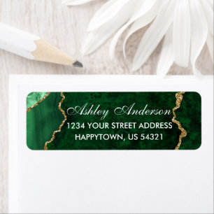 Aquarelle Marque Vert Or Adresse de retour