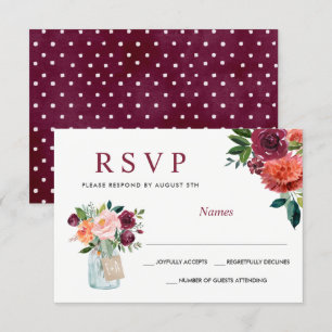 Aquarelle Marsala Bourgogne Mason Jar Floral RSVP
