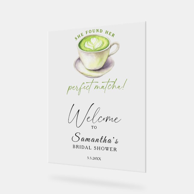Aquarelle matcha thé Douche nuptiale bienvenue (Angle)
