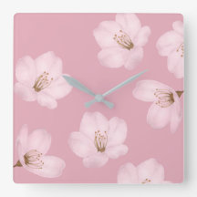 Aquarelle Mauve Cerisier Blossom Horloge murale