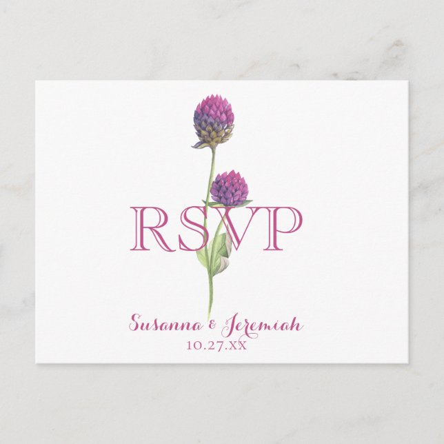 Aquarelle Menu Option Fleurs de Fleur de RSVP Rose (Devant)
