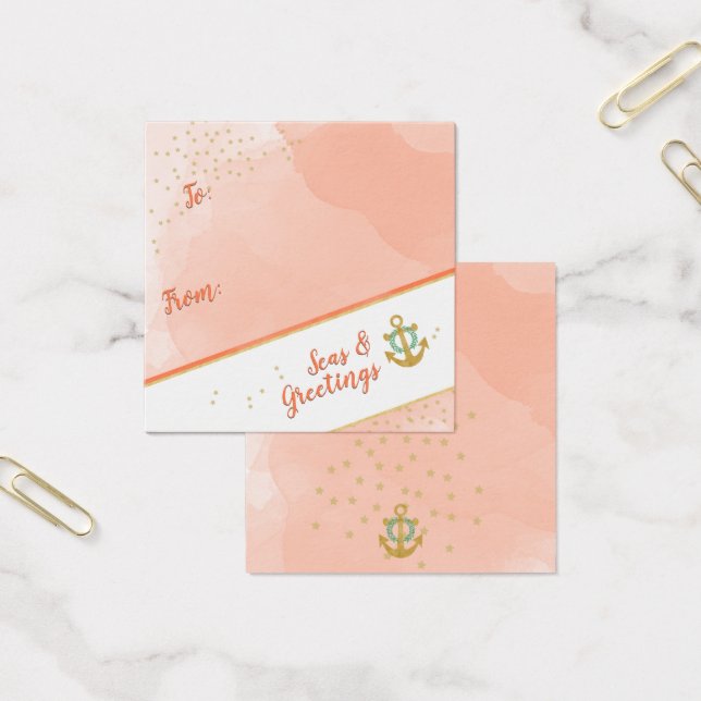 Aquarelle Mer et salutations Ancres Étoiles Cadeau (Bureau)