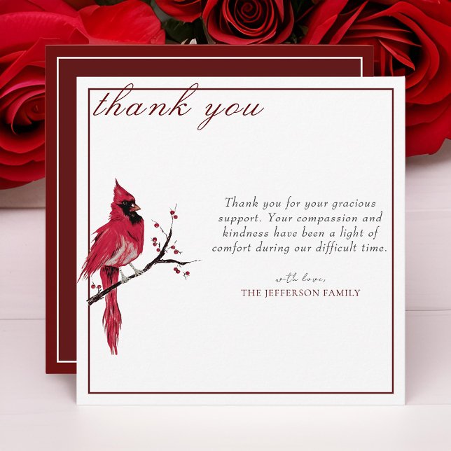 Aquarelle Merci funéraire cardinal rouge (Créateur téléchargé)