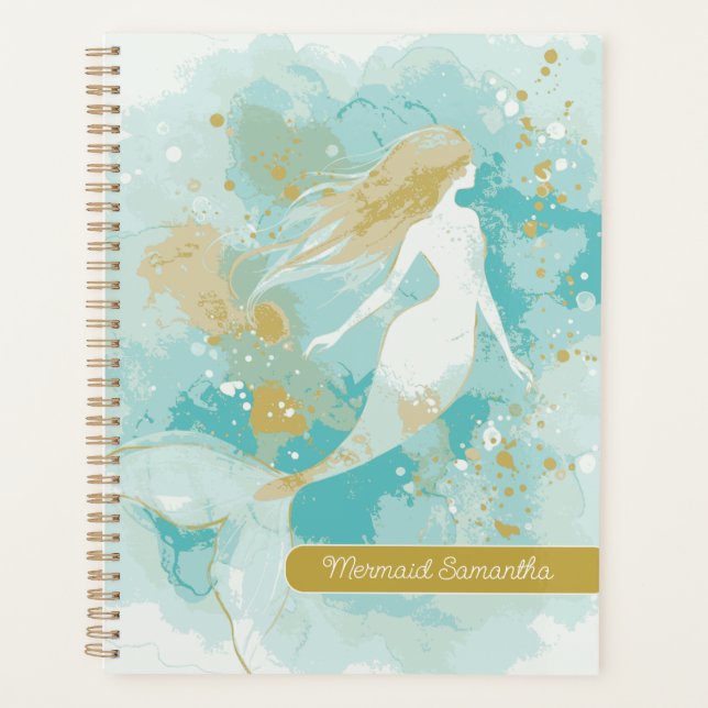 Aquarelle Mermaid Planificateur Spiral Personnel (Devant)