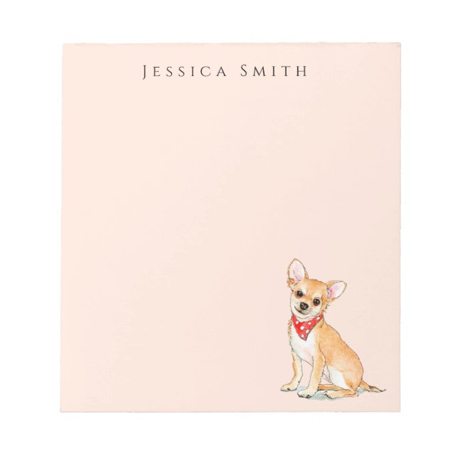 Aquarelle mignonne Chihuahua chien Pink Bloc-notes (Devant)
