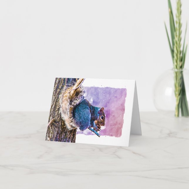 Aquarelle mignonne d'écureuil violet Toute Occasio (Devant)