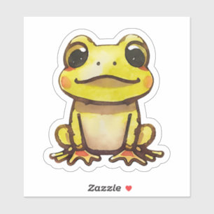 Aquarelle mignonne jaune smiley autocollant grenou