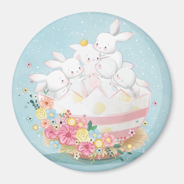 Aquarelle mignonne lapines Magnet (Devant)