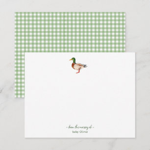 Aquarelle mignonne Mallard Baby Carte de remerciem