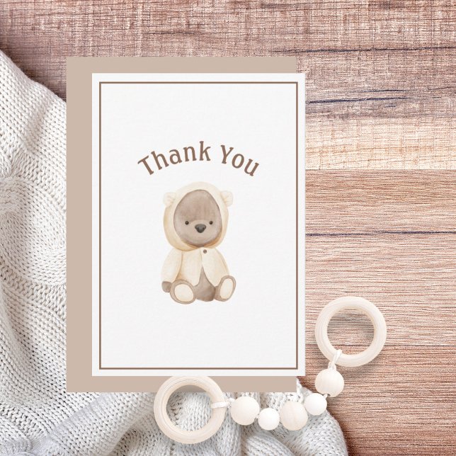 Aquarelle mignonne Ours Carte de remerciements sim (Créateur téléchargé)