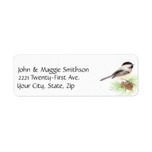 Aquarelle mignonne Pickadee Bird Pine Tree