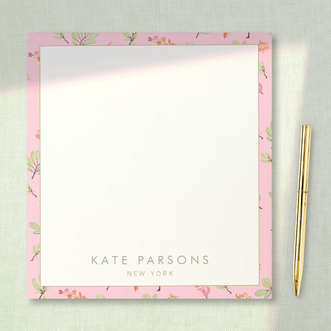 Aquarelle mignonne Pink Floral Motif Bloc-notes (Créateur téléchargé)