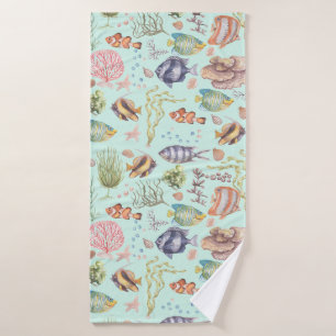Aquarelle mignonne Vie marine Poisson et corail