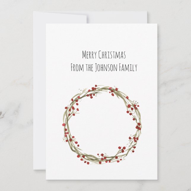 Aquarelle minimale Carte de Noël sans photo (Devant)