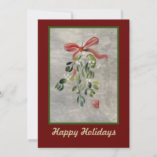 Aquarelle Mistletoe Cartes de fin de année 5x7