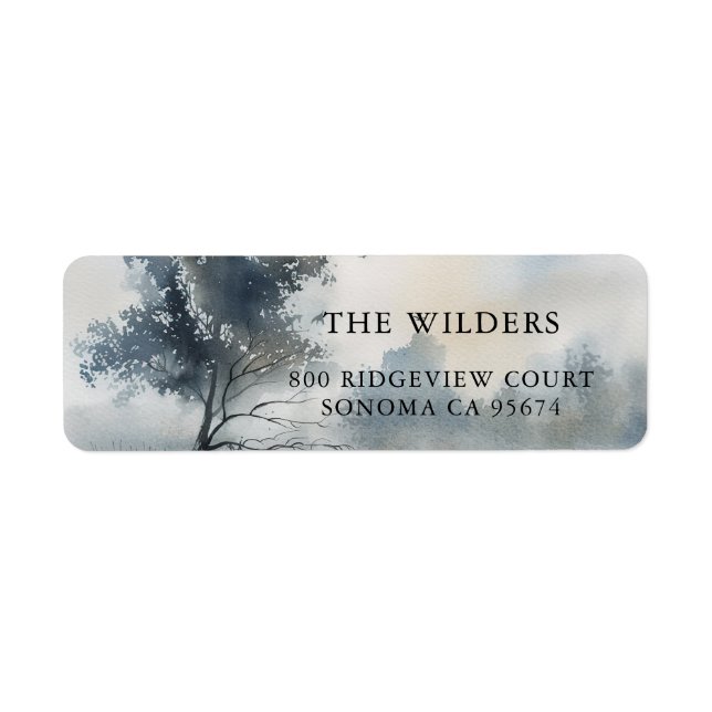 Aquarelle Misty Arbres Adresse de retour (Devant)