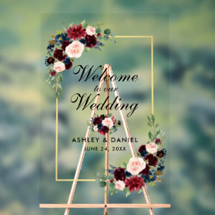 Aquarelle Mixte Floral Gold Mariage Bienvenue