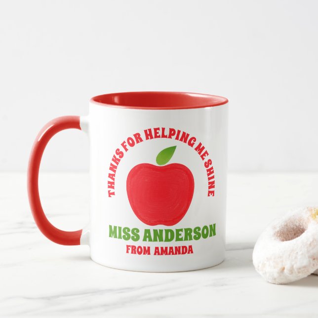Aquarelle moderne Apple professeur merci tasse cad (Avec donut)