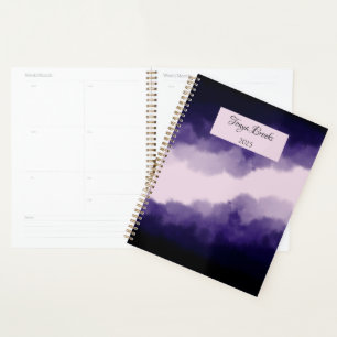 Aquarelle moderne bleu et violet Art Moody Nuages