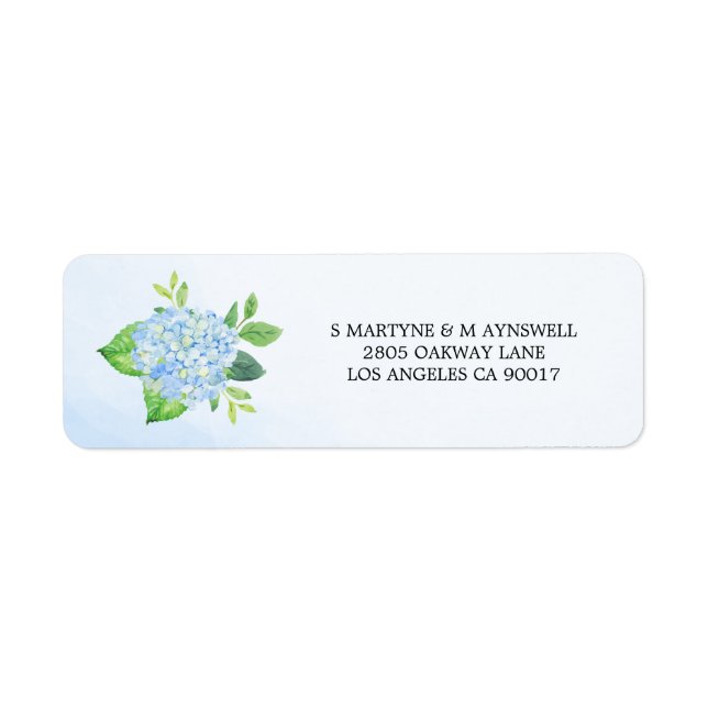 Aquarelle moderne bleu Hydrangea Mariage (Devant)