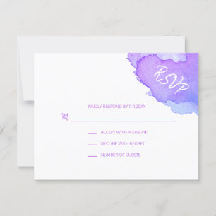 Aquarelle moderne bleu pourpre RSVP Insérer #LC