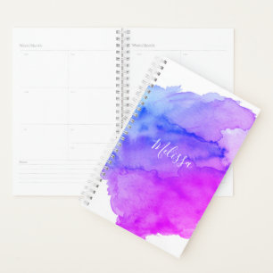 Aquarelle moderne bleu rose Ajouter un nom