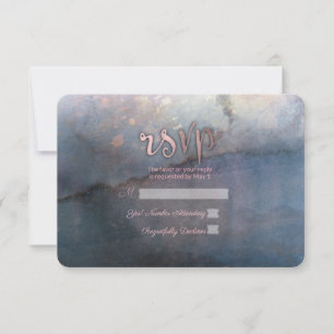 Aquarelle moderne Bleu & Rose Rose or Réponse RSVP
