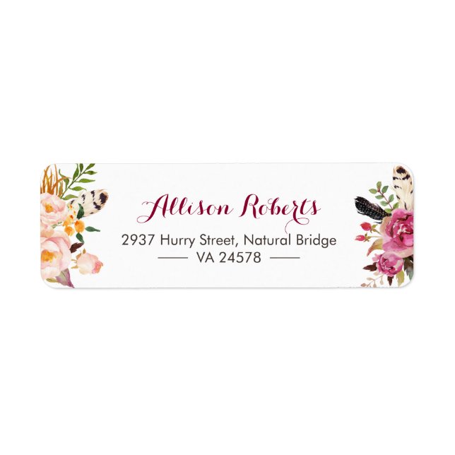 Aquarelle moderne Boho Feathers Tribe fleurs (Devant)