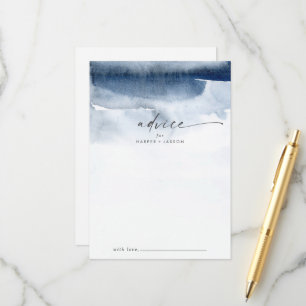 Aquarelle moderne   Carte de conseil Mariage bleu