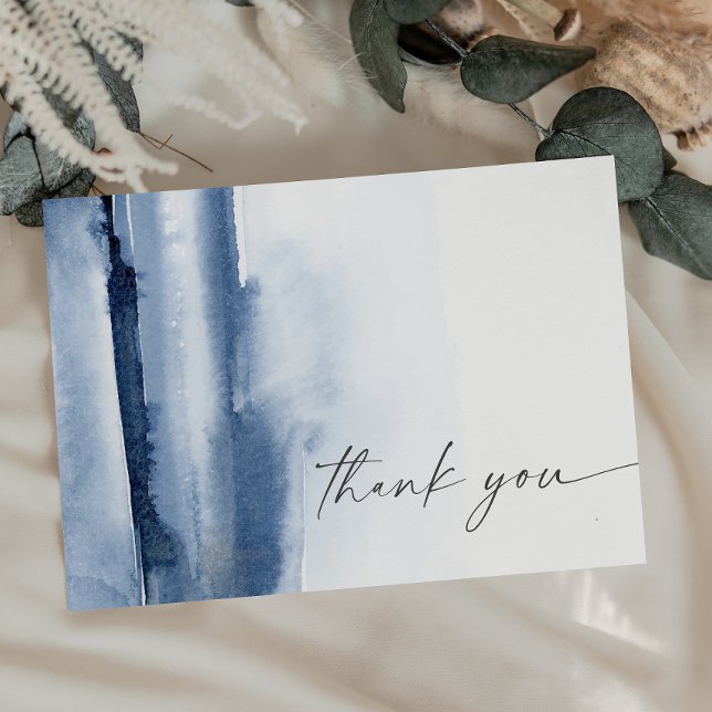 Aquarelle moderne | Carte de remerciements bleu (Créateur téléchargé)