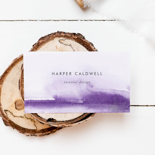 Aquarelle moderne | Carte de visite violet (Créateur téléchargé)