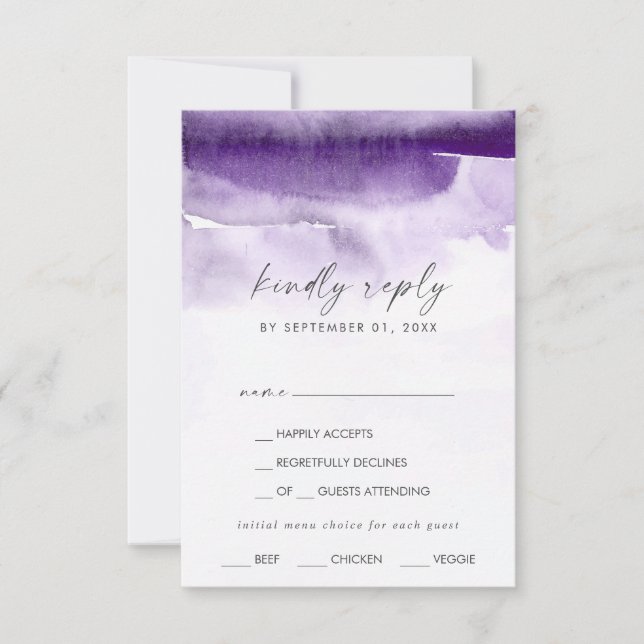 Aquarelle moderne | Carte RSVP de choix de menu po (Devant)