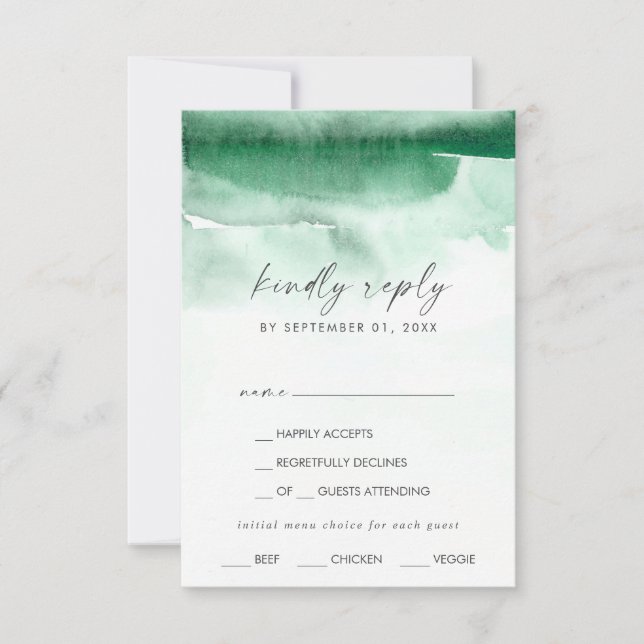 Aquarelle moderne | Carte RSVP de choix du menu ve (Devant)