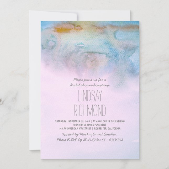 aquarelle moderne douche nuptiale invitation (Devant)