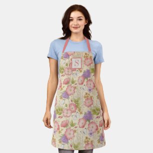 Aquarelle moderne Floral rose tablier