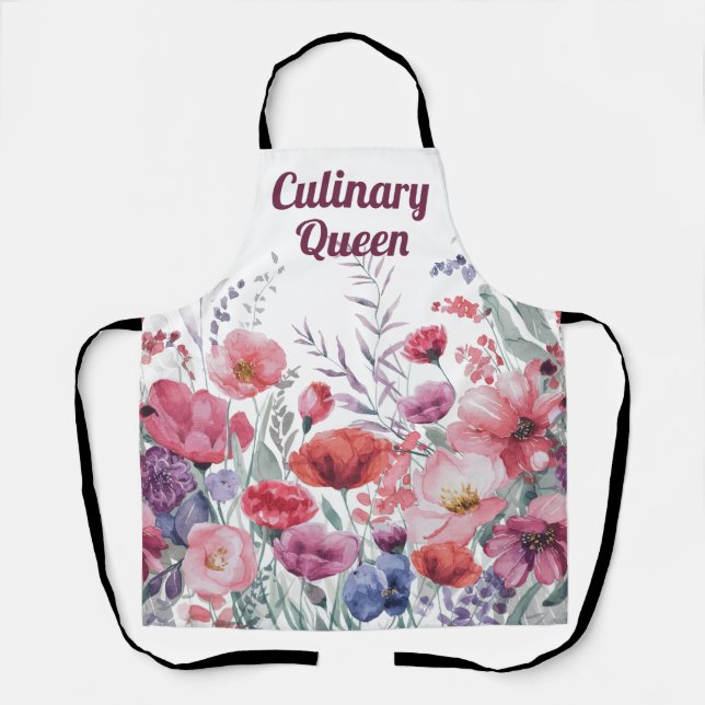 Aquarelle moderne Floral Tablier personnalisé (Recto)