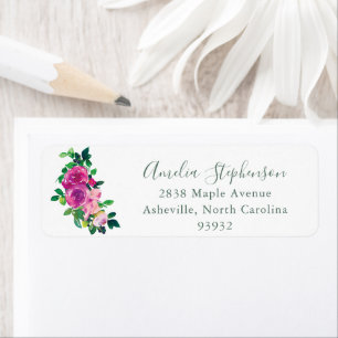 Aquarelle moderne Magenta Floral Adresse de retour