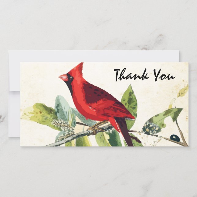Aquarelle moderne Merci funéraire cardinal rouge (Devant)