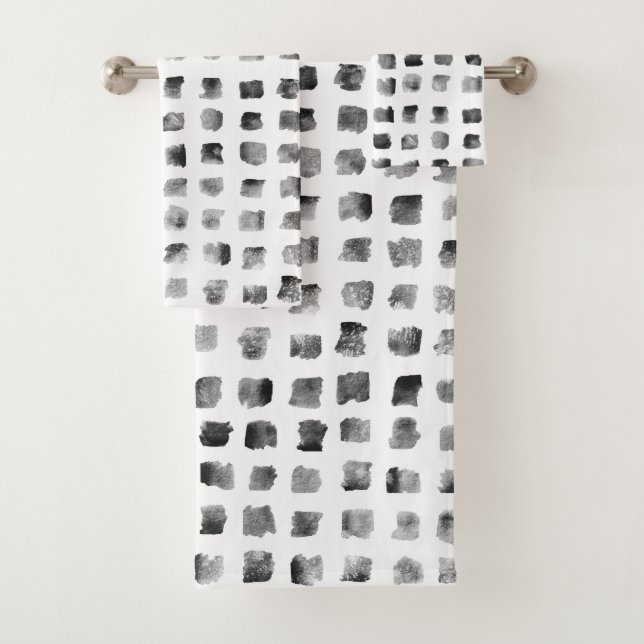 Aquarelle moderne noir blanc Carrés géométriques (En situation)