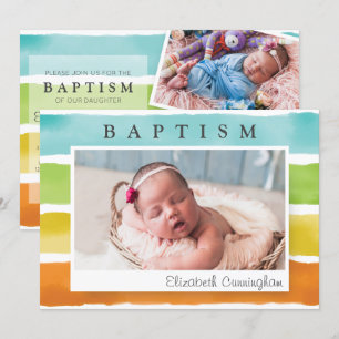 Aquarelle moderne Rainbow Baptism Invitation
